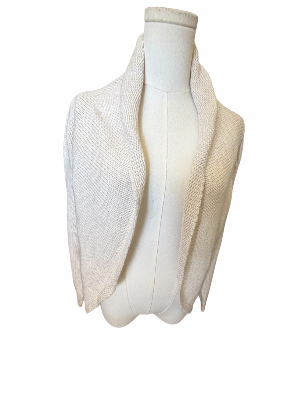 J Jill Wool Blend Ivory Open-Front Shawl Collar Sweater Sz Small